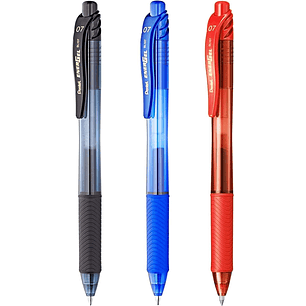 Pentel EnerGel X Pack de 3 Boligrafos de Bola Retractiles Tinta Gel - Punta 0.7mm - Trazo 0.35mm - Recargable - Grip de Agarre - 50% de Materiales Rec