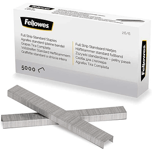 Fellowes Grapas de Carga Completa 26/6 - Capacidad de Grapado Aprox 25 Hojas - Caja de 5000 Grapas