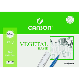 Canson Vegetal Basik Minipack de 12 Hojas A4 - 21x29.7cm - 95g - Color Transparente