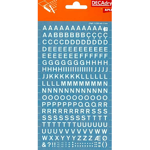Apli Letras Transferibles Blancas 6mm - 258 Caracteres - Facil Aplicacion - Gran Adherencia - Versatil Blanco