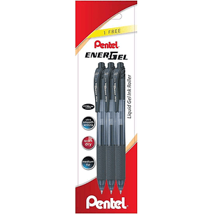 Pentel EnerGel X Pack de 3 Boligrafos de Bola Retractiles Tinta Gel - Punta 0.7mm - Trazo 0.35mm - Recargable - Grip de Agarre - 50% de Materiales Rec