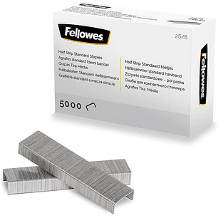 Fellowes Grapas 26/6 Media Carga - Capacidad de Grapado Aprox 25 Hojas - Caja de 5000 Grapas