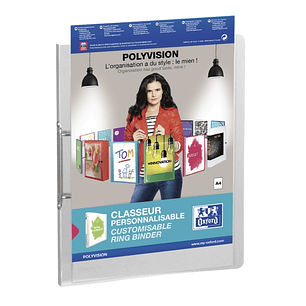 Oxford Polyvision A4+ Carpeta con 2 Anillas 25mm - Lomo de 25mm - Tapa de Plastico Personalizable - Transparente