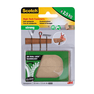 Scotch Extreme Cierres Adhesivos Reposicionables - 25mm x 75mm - Soporta hasta 2.5kg - Color Transparente