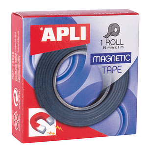 Apli Cinta Adhesiva Magnetica 19mm x 1m - Facil de Cortar y Pegar - Ideal para Manualidades y Organizacion - Negra