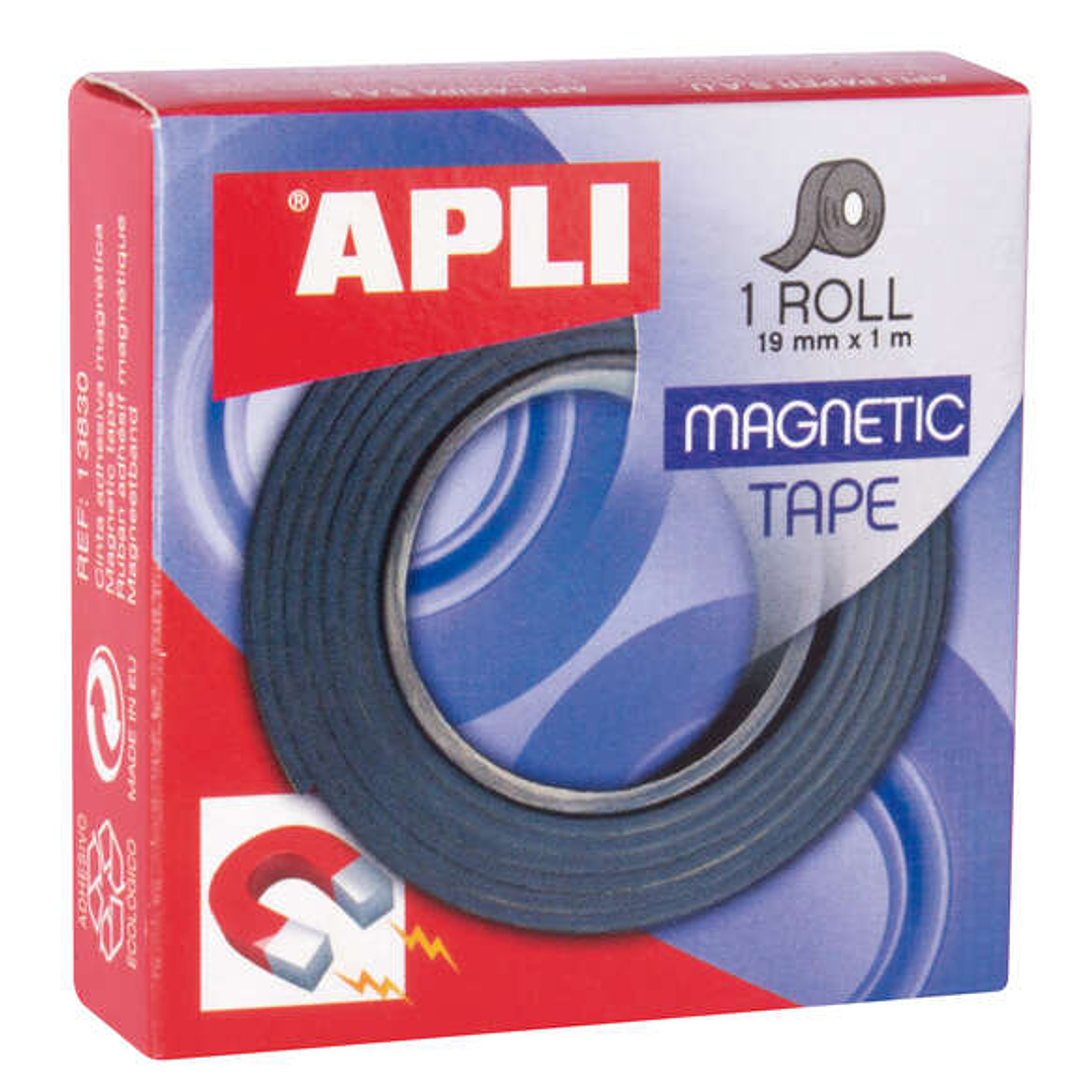 Apli Cinta Adhesiva Magnetica 19mm x 1m - Facil de Cortar y Pegar - Ideal para Manualidades y Organizacion - Negra 1