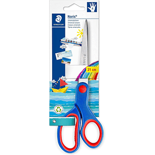 Staedtler Noris 965 Tijera Escolar para Niños - Acero Inoxidable - Suave y Ergonomica - Corte de Calidad - Longitud 21cm