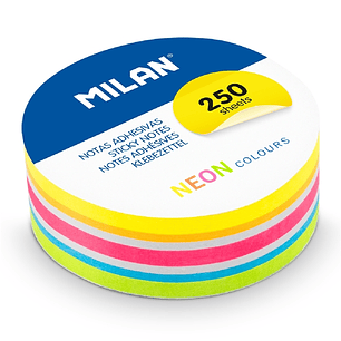 Milan Pack de 250 Notas Adhesivas - Colores Neon - Redondas - 67mm - Colores Surtidos