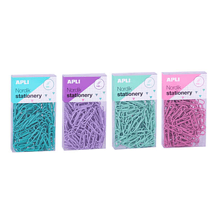 Apli Clips Nordik Pastel - 28mm - 140 Clips por Caja - 12 Cajas (3 Colores) - Eurohole para Colgar - Rosa, Lila, Azul y Turquesa