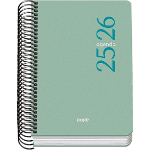 Dohe Esencial Agenda Escolar 25/26 Espiral A6 - Dia Pagina - Papel 70g/m2 - Cubierta en Polipropileno - Color Verde