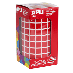 Apli Gomets Cuadrados Rojos - Tamaño 10x10mm - 59 Hojas Pretroqueladas - 6372 Gomets por Rollo - Adhesivo Base Agua - Cumple Normas EN-71 y FSC