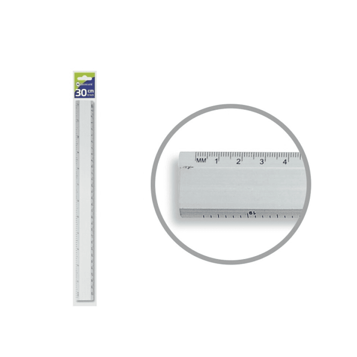 Bismark Regla Milimetrada 30cm - Fabricada en Aluminio - Con Bisel para las Lineas a Tinta - Color Aluminio 1