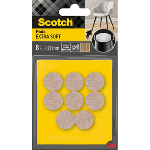 Scotch Pack de 8 Almohadillas de Fieltro Adhesivas - Extra Suaves - Diametro de 22mm - Color Beige