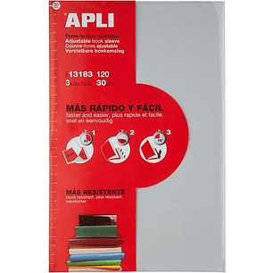 Apli Pack de 3 Forros de Libros con Solapa Ajustable 290 mm - PVC - Forra en 3 Pasos