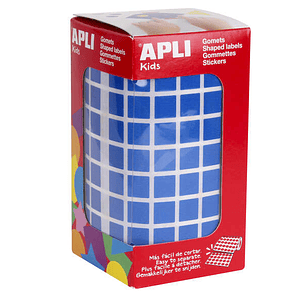 Apli Gomets Cuadrados Azules - 10x10mm - 59 Hojas Pretroqueladas - 6372 Gomets por Rollo - Ideal para Actividades Infantiles