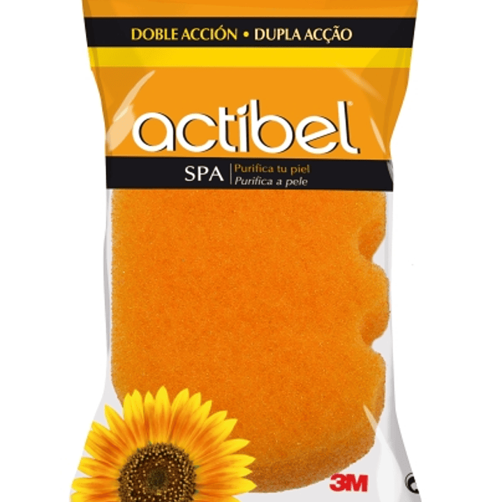 Actibel Spa Esponja Corporal de Doble Accion - 1 Lado Suave - 1 Lado Exfoliante - Ergonomica - Color Naranja 1