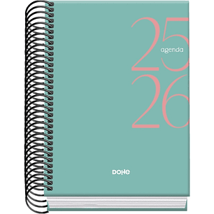 Dohe System Agenda Escolar 25/26 Espiral A6 - Dia Pagina - Papel 70g/m2 - Cubierta de Carton Plastificado - Color Verde