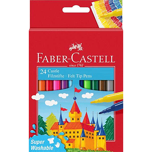 Faber-Castell Castle Pack de 24 Rotuladores - Tinta con Base de Agua Lavable - Colores Surtidos