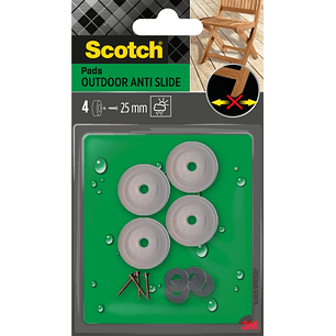 Scotch Pack de 4 Almohadillas Antideslizantes para Artornillar - Uso en Exterior - 25mm - Color Transparente
