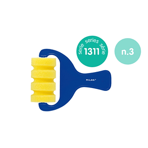 Milan 1311 Rodillo de Esponja Franjas Verticales de 70mm - Mango de Plastico Corto - Color Azul