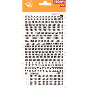 Apli Letras y Numeros Transferibles - 4mm de Tamaño - 792 Caracteres - Faciles de Aplicar y Remover - Negros