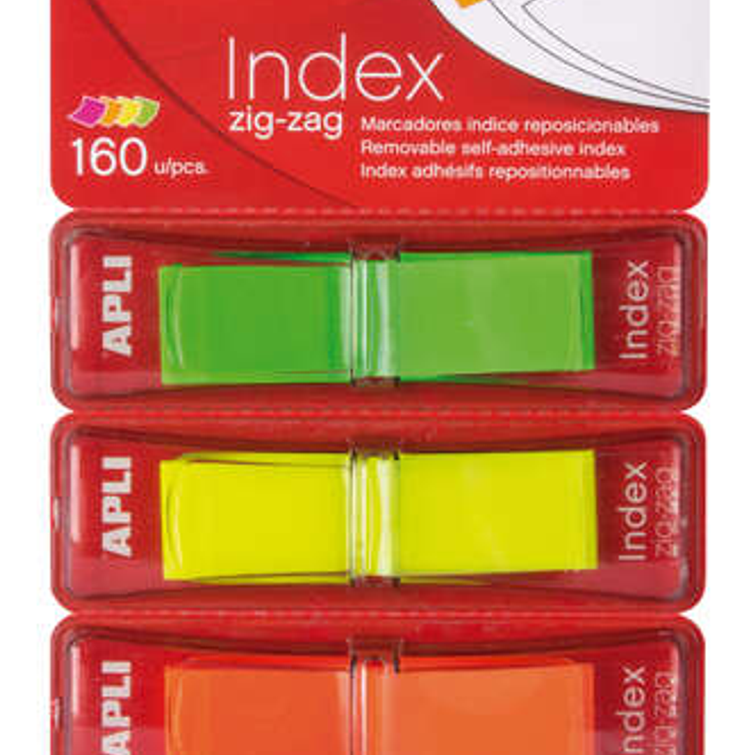 Apli Indices Adhesivos Film Zigzag 45x12mm 4 Dispensadores de 40 Indices - Faciles de Aplicar - Resistentes - Removibles - Colores Fluorescentes - Mul 1