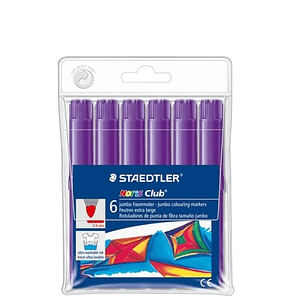 Staedtler Noris Jumbo 340 Pack de 6 Rotuladores Jumbo - Punta de Fibra - Trazo 3mm - Tapa Ventilada - Color Violeta