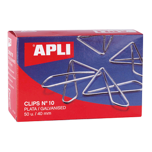 Apli Clips Mariposa Alambre Nº 10 (40mm) Acabado Galvanizado-Plata-Organiza tus Documentos con Estilo-Caja con 50 Clips
