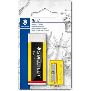 Staedtler Noris 526 Pack de 1 Goma de Borrar de Plastico + 1 Sacapuntas de Plastico