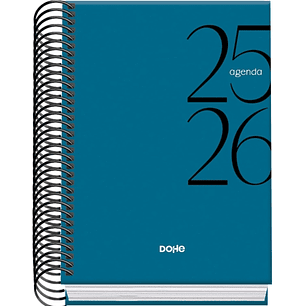 Dohe System Agenda Escolar 25/26 Espiral A6 - Dia Pagina - Papel 70g/m2 - Cubierta de Carton Plastificado - Color Azul