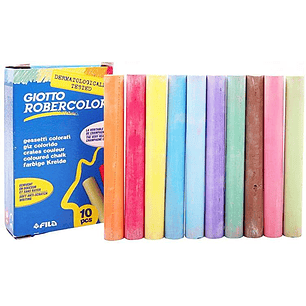 Giotto Robercolor Pack de 10 Tizas Redondas de Colores - Testadas Dermatologicamente - Compactas y Duraderas - Colores Surtidos