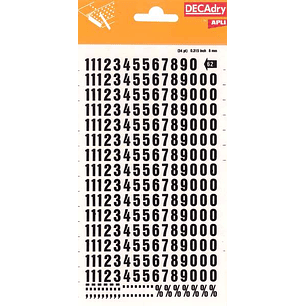 Apli Numeros Transferibles - 8mm - Faciles de Aplicar - Resistentes al Agua - Negros