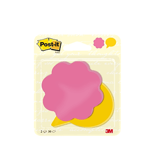 Post-It Pack de 2 Blocs de 30 Notas Forma Troquelada Flor - 72.5x72.5mm - 100% PEFC - Colores Surtidos
