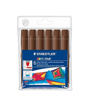 Staedtler Noris Jumbo 340 Pack de 6 Rotuladores Jumbo - Punta de Fibra - Trazo 3mm - Tapa Ventilada - Color Marron