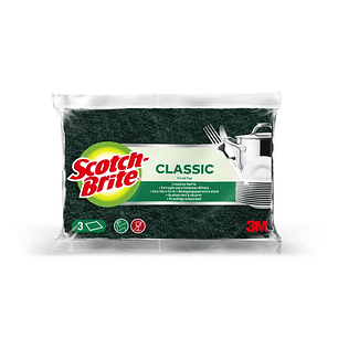 Scotch-Brite Classic Pack de 3 Estropajos de Cocina - Color Verde Oscuro