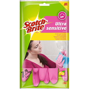 Scotch-Brite Ultra-Sensitive Guantes Multiuso - Talla Mediana - Perfumados - Color Rosa