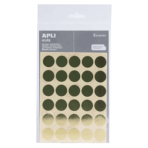 Apli Pack de 90 Gomets Redondos Ø 20mm - Adhesivo Permanente - Ideal para Escuelas Infantiles y Colegios - Color Oro