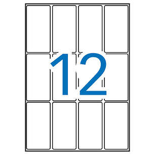 Apli Pack de 180 Etiquetas 34.0x67.0mm - 15 Hojas A5 x 12 Etiquetas - Adhesivo Permanente - Cantos Rectos - Color Blanco