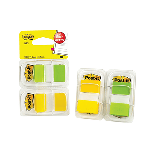 Post-It Index Pack de 2 Dispensadores con 50 Marcadores de Indice Reposicionables - Forma Rectangular - Color Verde