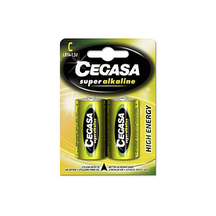 Cegasa Super Alcaline LR14 Pack 2 Pilas LR14 C 1.5V - Alta Tecnologia - Fiabilidad - Elevado Rendimiento - Maximas Prestaciones