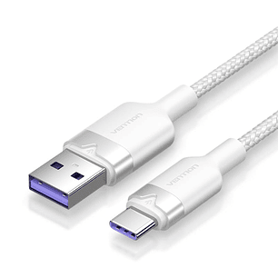 Vention Cable USB-C 2.0 a USB-A 6A 100W - 1m - Trenzado - Color Blanco