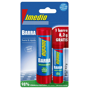 Imedio Pack de 2 Barras de Pegamento de 1x 40grs + 1x 8.2grs - Sin Disolventes - Lavable - Apto para Uso Escolar
