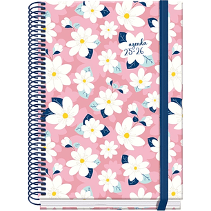 Dohe Camomille Agenda Escolar 25/26 Espiral A5 - Semana Vista - Papel 70g/m2 - 4 Hojas de Pegatinas - Cubierta de Carton Plastificado - Cierre con Gom