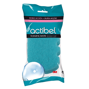 Actibel Tonic Esponja Corporal de Doble Accion - 1 Lado Suave - 1 Lado Exfoliante - Ergonomica - Color Azul