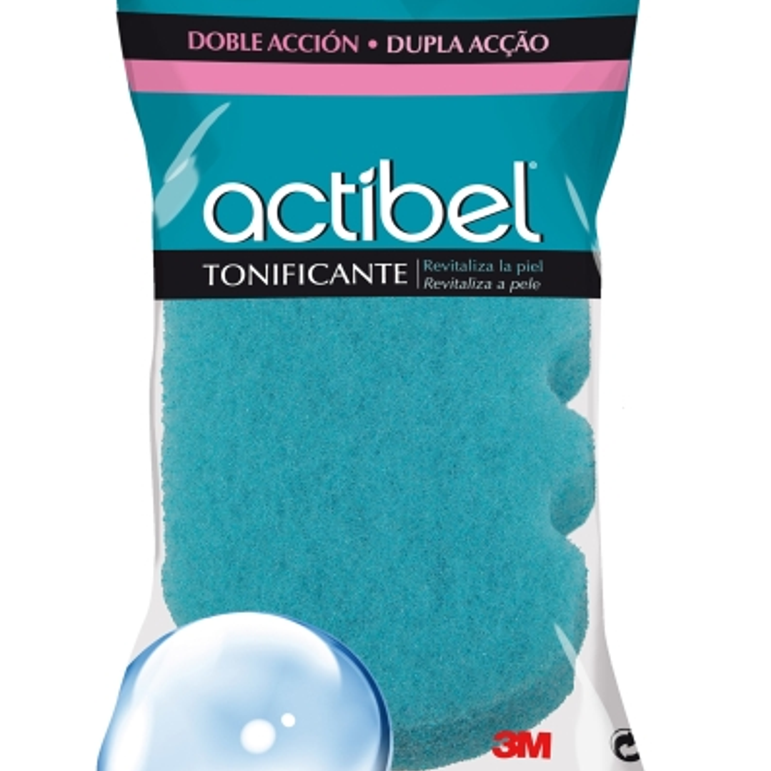 Actibel Tonic Esponja Corporal de Doble Accion - 1 Lado Suave - 1 Lado Exfoliante - Ergonomica - Color Azul 1