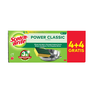 Scotch-Brite Classic Pack de 8 Estropajos de Cocina - Promocion 4 + 4 Gratis - Color Amarillo