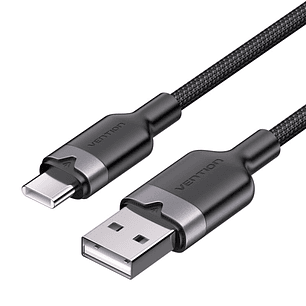 Vention Cable USB-C 2.0 a USB-A 3A 60W - 1m - Trenzado - Color Negro