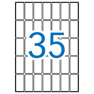 Apli Pack de 525 Etiquetas Rectangulares 18x40mm - 15 Hojas A5 por 35 Etiquetas - Adhesivo Permanente - Cantos Romos - Color Blanco