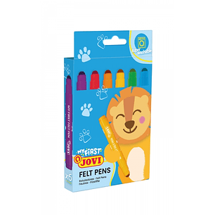 Jovi My First Felt Pen Estuche de 6 Rotuladores - Tinta Super Lavable - Tamaño Ideal para Manos Pequeñas - Punta Antihundimiento - Trazo Constante - C