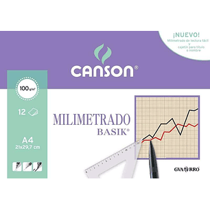 Canson Minipack de 12 Hojas A4 - Milimetrado Basik - 21x29.7cm - 100g - Color Sepia